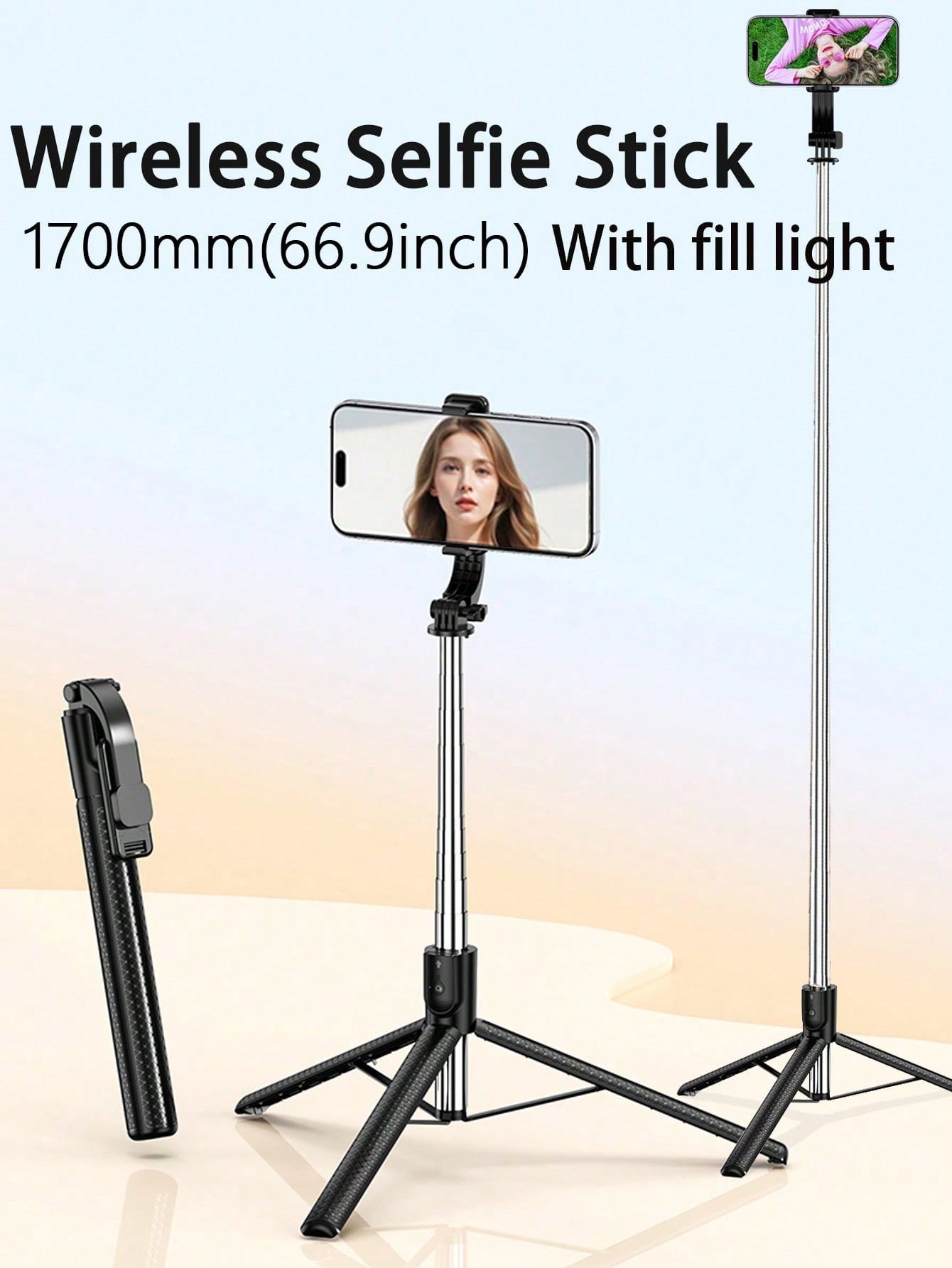 Photography Basics - 1.7M/66.9In Selfie Stick Tripod with Fill