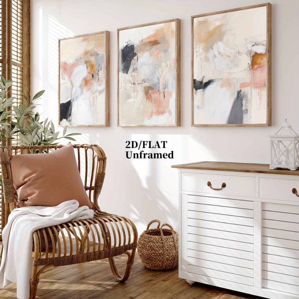 3pcs Frameless,Neutral Beige B - Photography Geometry 评论和价格